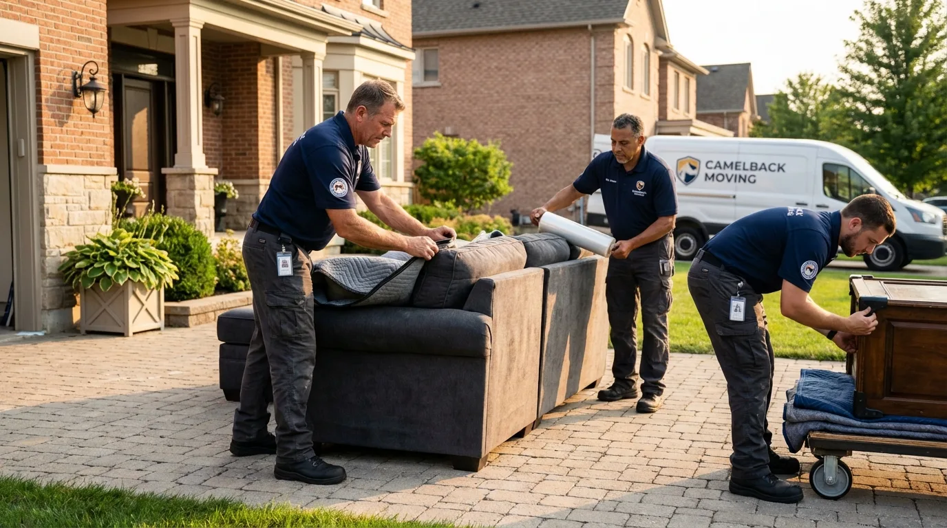 Large estate moving crew wrapping furniture in Alburtis, PA